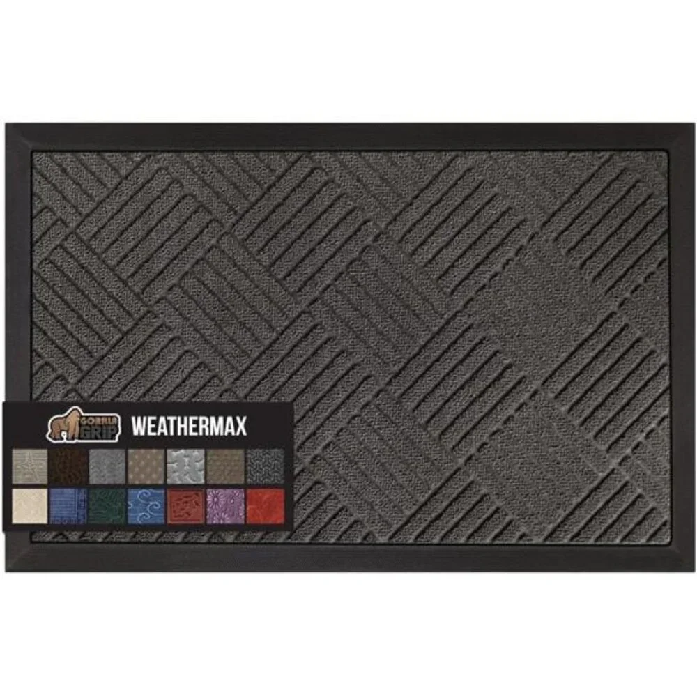 100% Waterproof All-Season WeatherMax Doormat, Durable Natural Rubber, Stain